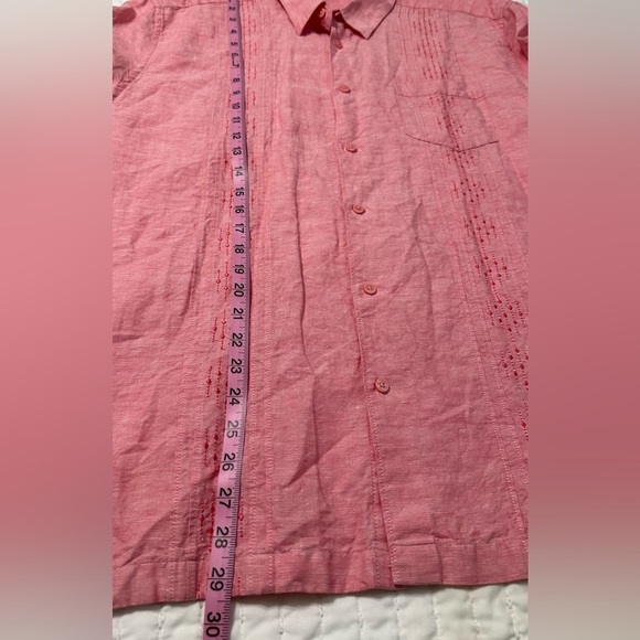 Cubavera Men's Pink Short Sleeve Button Down Shirt - Picture 8 of 15